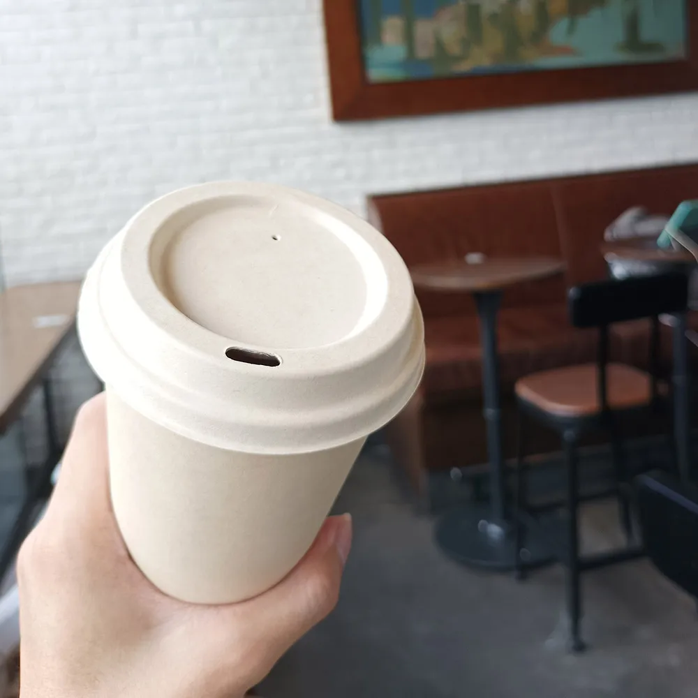 Hot Preservation Biodegradable Sugarcane Disposable Paper Cup Sip Lids For Coffee