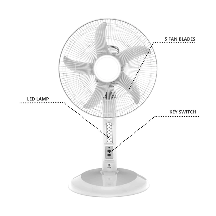 AC DC 12 Inch Portable Desk Electric Solar Power Panel 12V Air Cooling Energy Rechargeable Table Fan