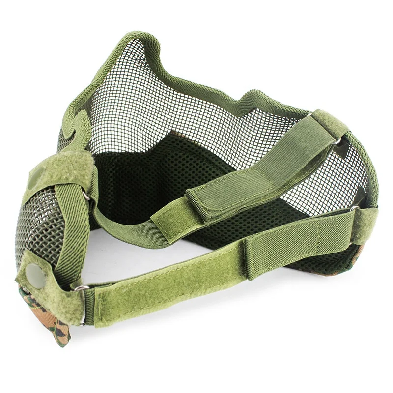 Action Union V2 Metal Steel Net Mesh Tactical Half Face Protective Mask with Ear Protection for CS Outdoor Wargame