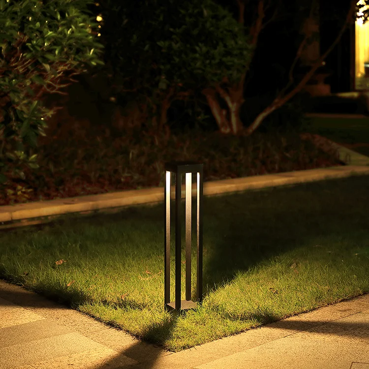 LED 10W IP65 Waterproof Post Bollard Lamp Square Aluminum Modern Landscape Path Outside Backyard Lawn Garden Outdoor Light