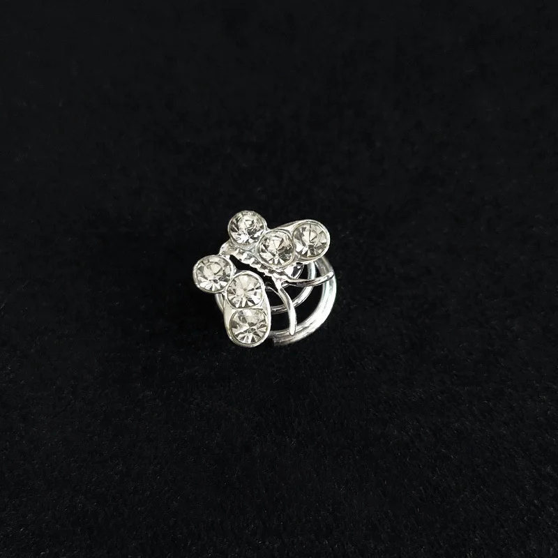 Flower butterfly wedding party bridal hair pick pearl crystal rhinestone hairpins swirl coil hair clip spiraled hair pin