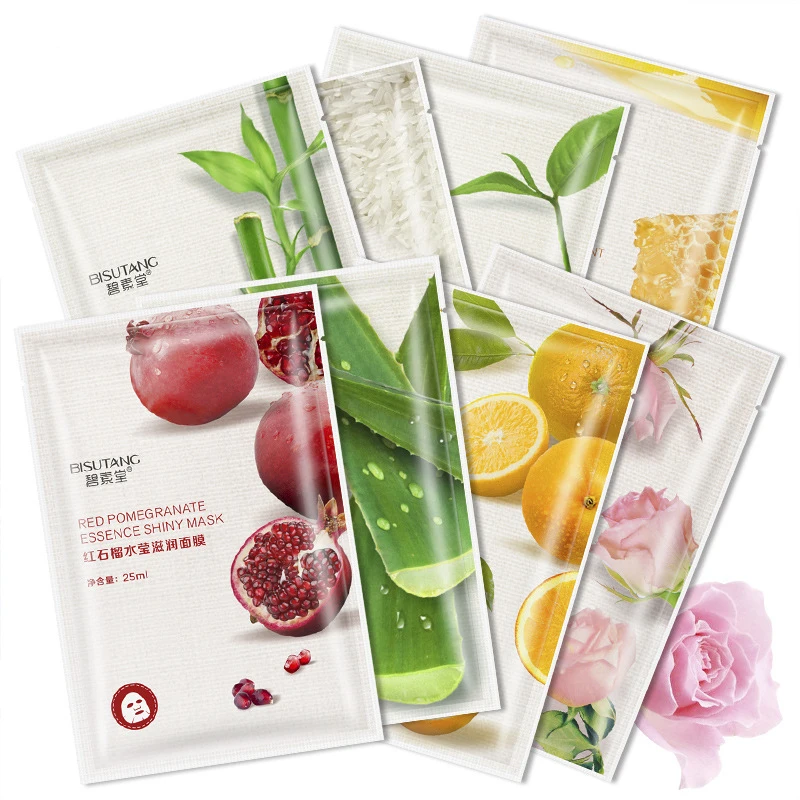 8 Types Skin Care Mask Set Face Skin Beauty Aloe Vera Moisturizing Silk Facial Single Sheet Plant Mask Beauty Fruit VC Moist