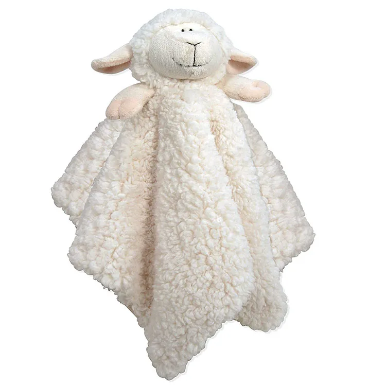 Organic Cotton Soft Toy Sheep Security Blanket Plush Baby Blankets For Newborns