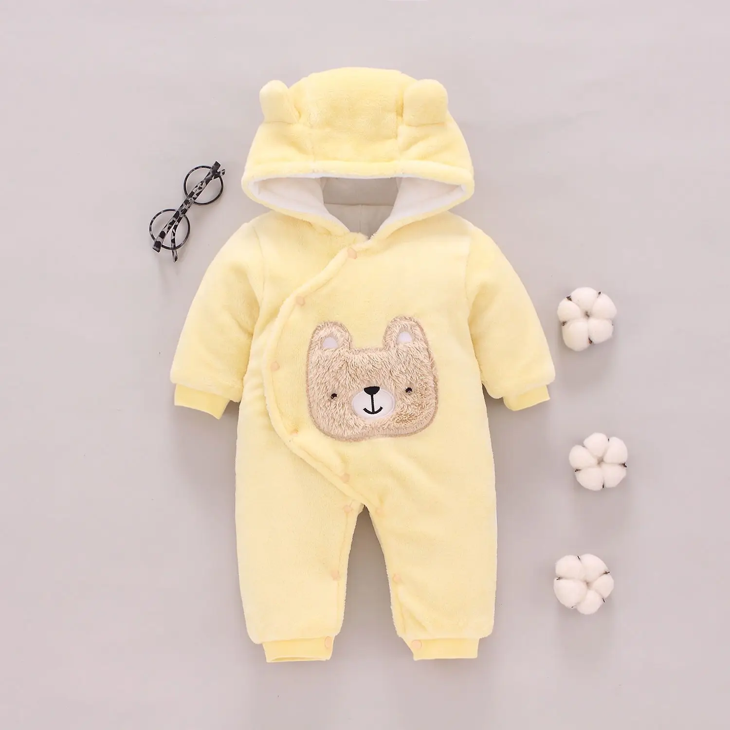 Hongbo custom autumn winter baby clothes 2024 warm coral velvet baby girl boy clothes 6-12 month overalls for newborns