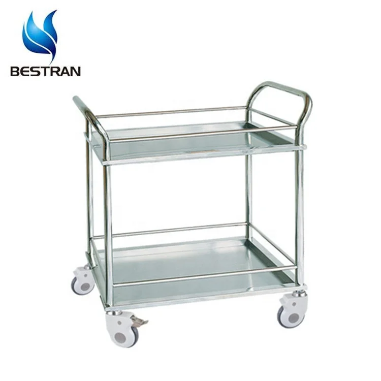 BT-SIT016 Hospital Stainless Steel Trolleys for Infusion Bottles Mobile Medical Instrument Cart with Shelves Wheels Price