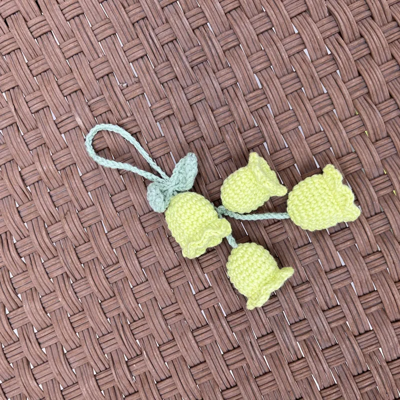Crochet Lily of The Valley  Crochet Flower Keychain Lily of the Valley Keyring Handmade Keychain Gift for Her