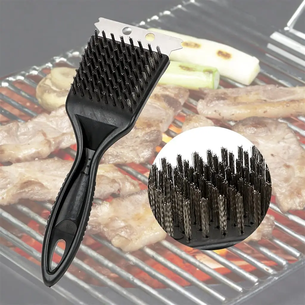 Durable Wire Bristles Cleaning Brushes Barbecue Grill Brush with Scraper BBQ Cleaning Tools BBQ Accessories