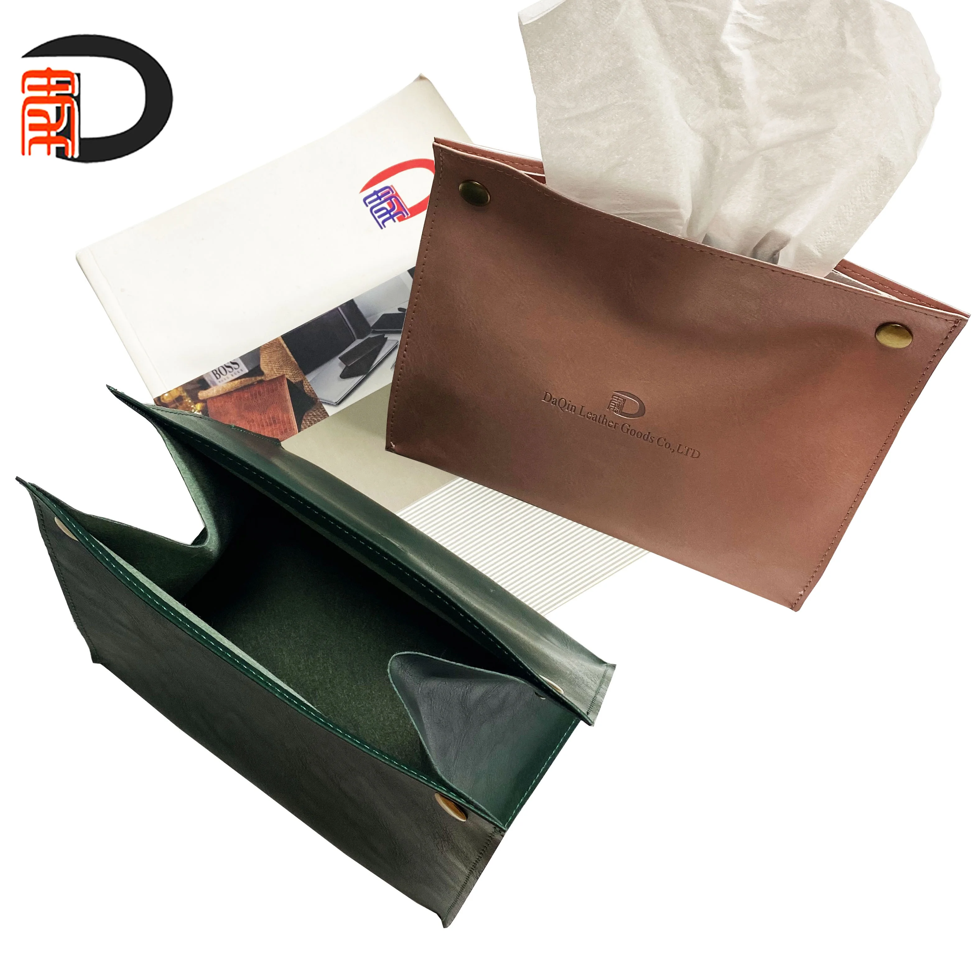 New arrival soft foldable PU Leather facial tissue box with custom logo
