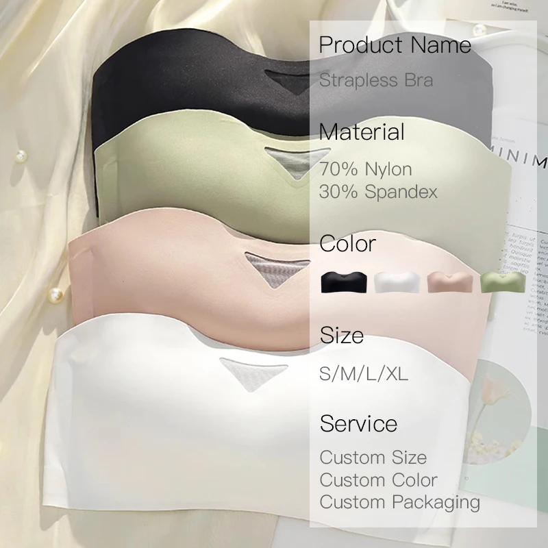 Comfortable Molded Cup One Piece Breathable Seamless Push Up Strapless Wedding Dress Bra Anti Slip Thin Sexy Invisible Bra