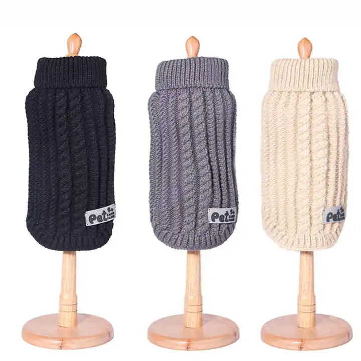 Designer Classic Cable Pet Knit Jumper Wool Hand Made Pattern Luxury Pet Dog Outing Sweater Pure Color Dog Sweater pet supplies