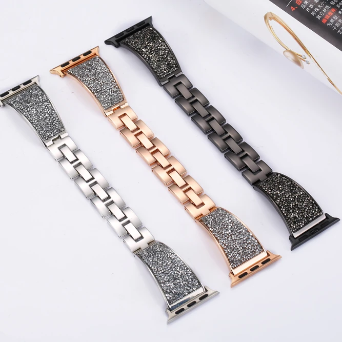 Luxury Metal Watch Band Replacement Fashion Strap for Apple Series 6 SE 5 4 3 2 1 iWatch 38 40 44