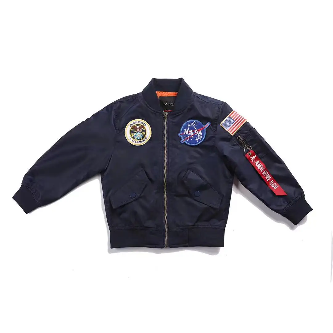 Wholesale Fall Patched Winter Windbreaker Coats Custom Letterman Boy Girls Kids Toddler Bomber Flight Jacket