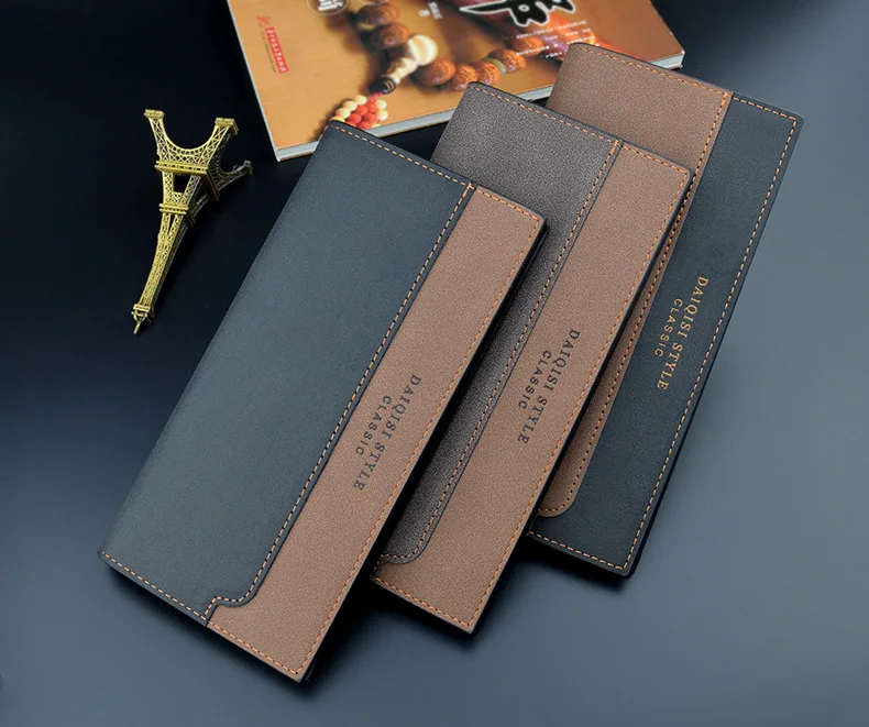 2021 high quality wholesale fashion black color leather wallets for men