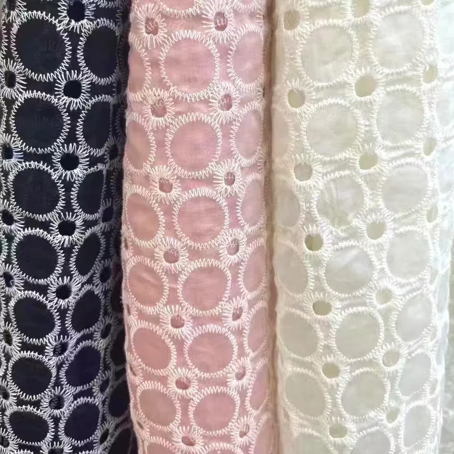 AFFNINTY Wholesale Custom Soft White Circular Pattern Hollow Embroidery Guipure Lace Fabric For Clothes