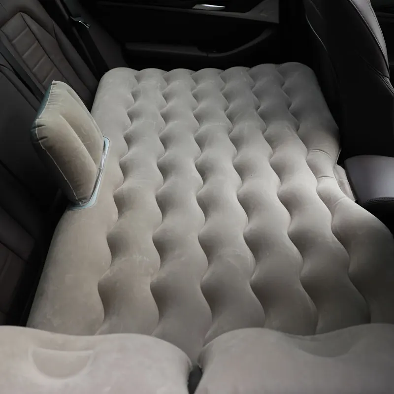 Customized Flocking Inflatable Car Mattress With Two Air Pillows Travel Camping Bed Portable Back Seat Car Air Mattress