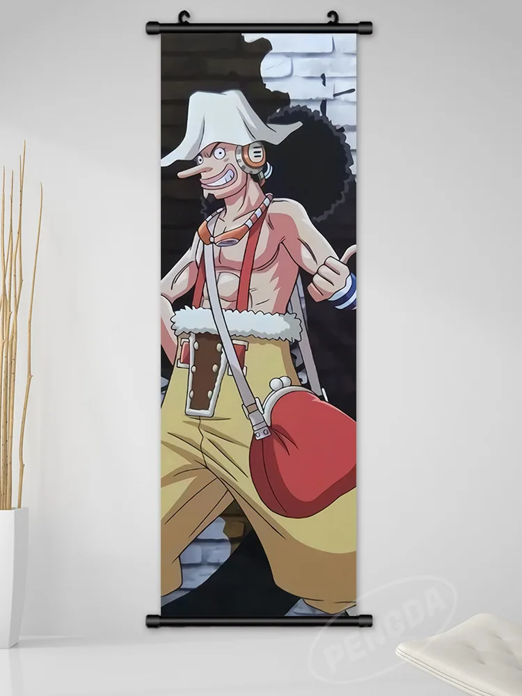 25x75CM HD printing straw hat pirates canvas Luffy One pieces scroll poster