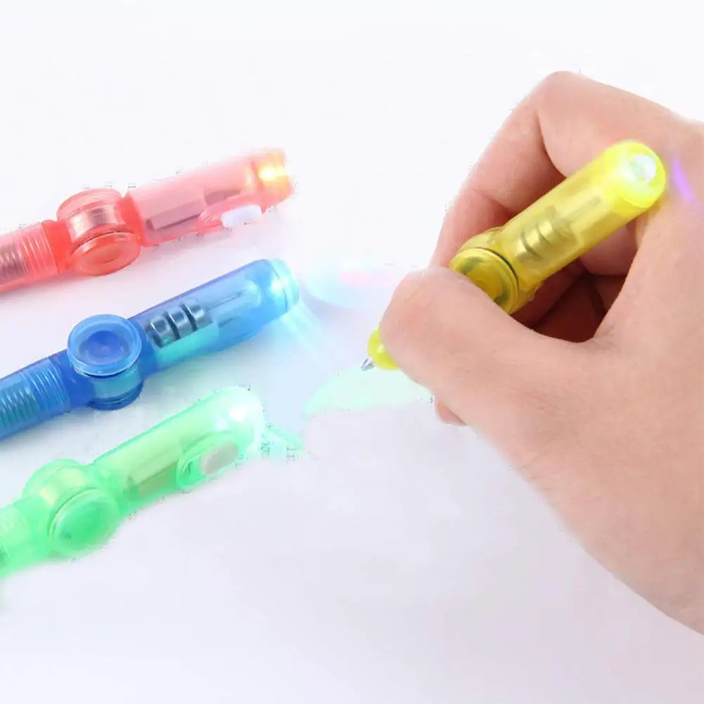 Stress Relief Promotion Toy Gift LED Light Spinner Fingertip illumination Decompression Gyro kids Ballpoint Pen