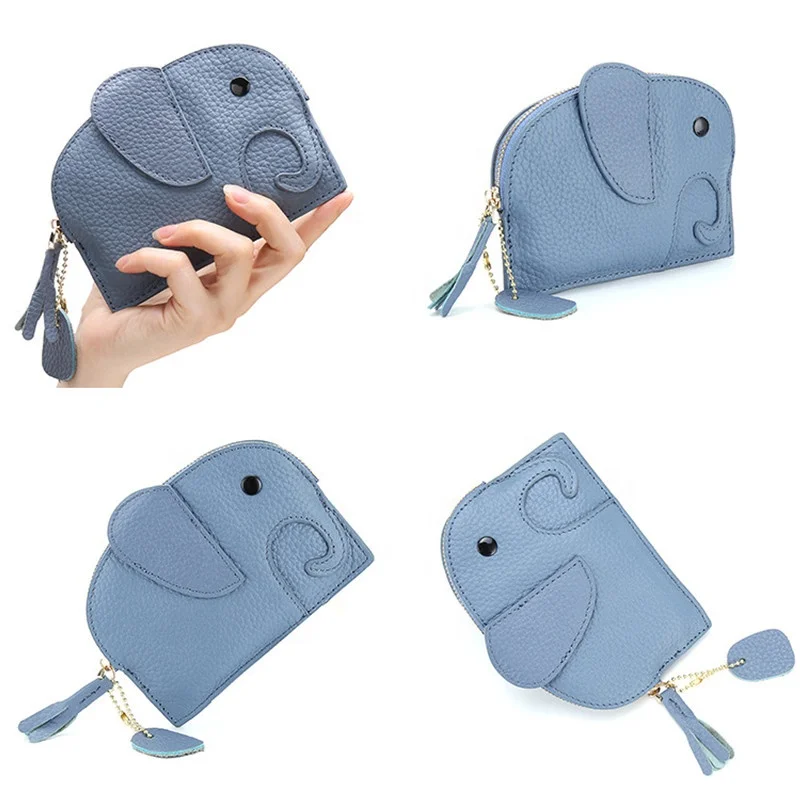 
atinfor Minimalist Women Japanese Genuine Leather Coin Purse Elephant Mini Creative Female Cute Coin Bag 