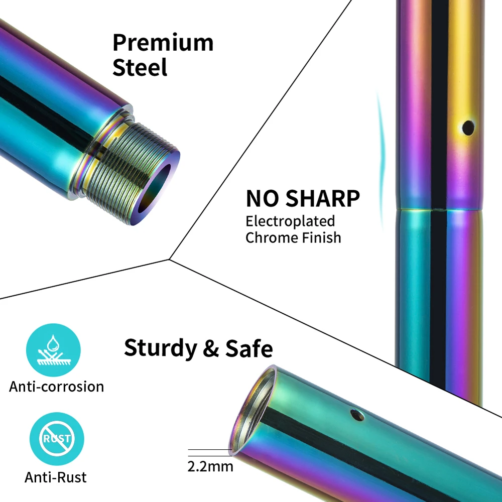New style Colorful 45mm Steel Tube Spinning and Static Portable Fitness Exercise Stripper Dancing Pole Gold pole dance