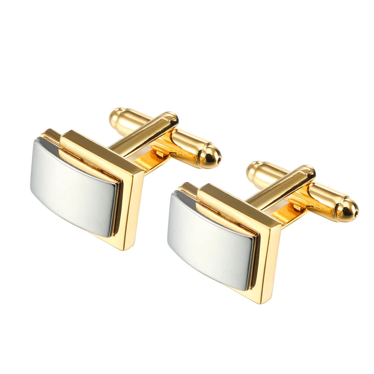 Best Metal Cufflinks Silver & Black Color Double Plating High Quality Mens Business Metal Blank Square Cufflink Free Sample