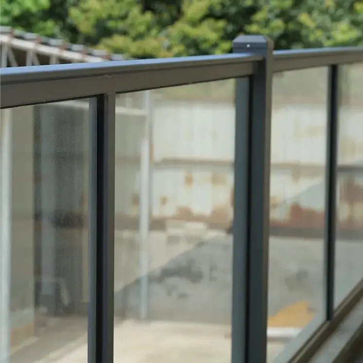 RG90 Factory Direct Sales Frame Railing Top Quality Aluminum Alloy Balustrade Stair Glass Railing Custom Design Glass Railing