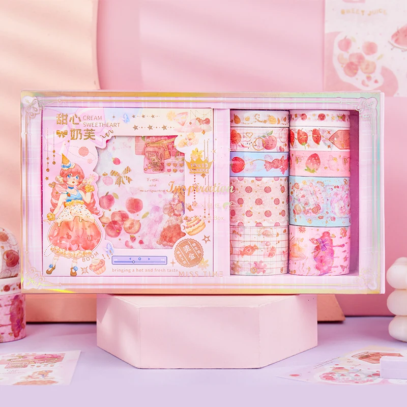 4 designs 21 pcs / set washi tape cartoon kawaii cute stickers transparent decoration tape for DIY Kraft scrapbook JIUMO