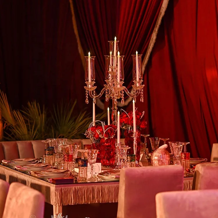 crystal chandelier table top candelabra glass cylinder event table flower ball wedding centerpieces