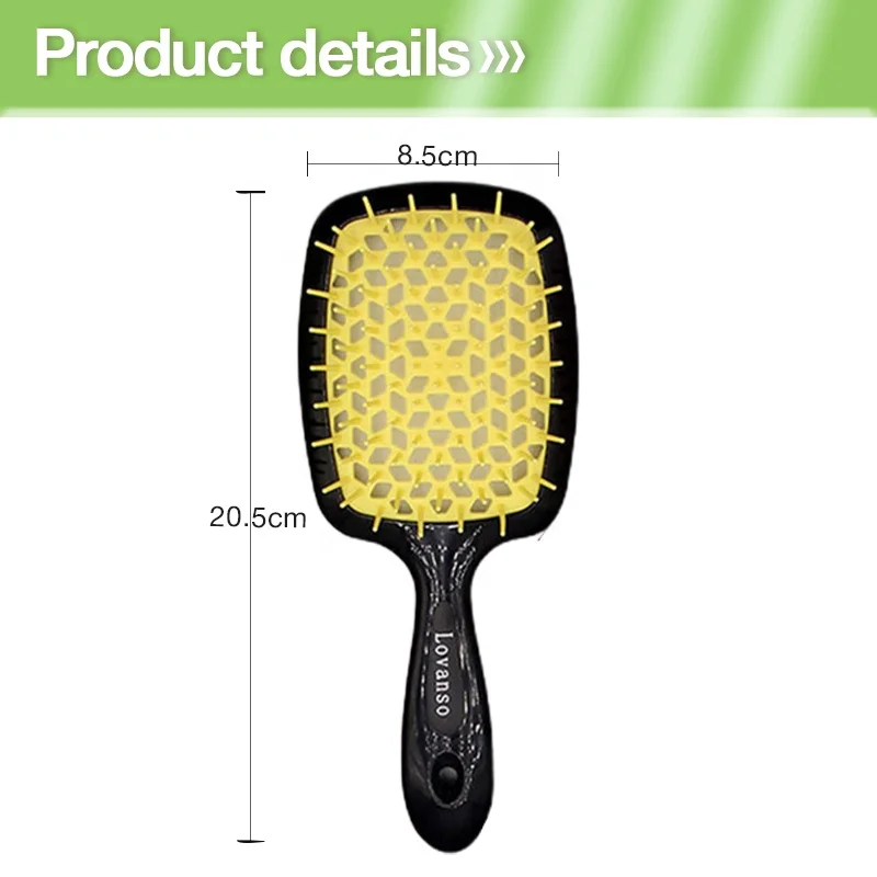 HEYAMO Heart Square Hollow Detangling Vent Brush Massage Comb Deman Custom Logo Curved Wave Brush Maze Hair Brush For Hair Dryer