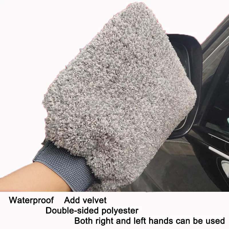 Custom Car Wash Mitt Auto Detailing Microfiber Car Cleaning Wash Mitt Glove Coral Car Wash Mitt