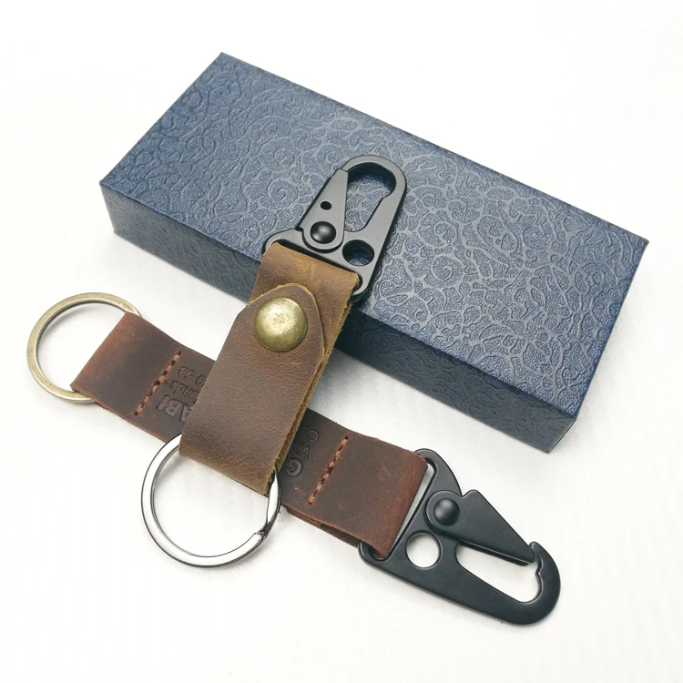 Genuine Leather Car Keychain For Toyota Jeep Handmade Premium Metal Key Ring Accessories With Logo Present for Man and Woman