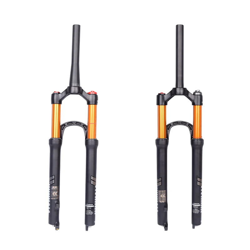Stroke 100mm air straight tube tapered QR golden bicycle suspension fork 27.5/29 inch mountain bike fork