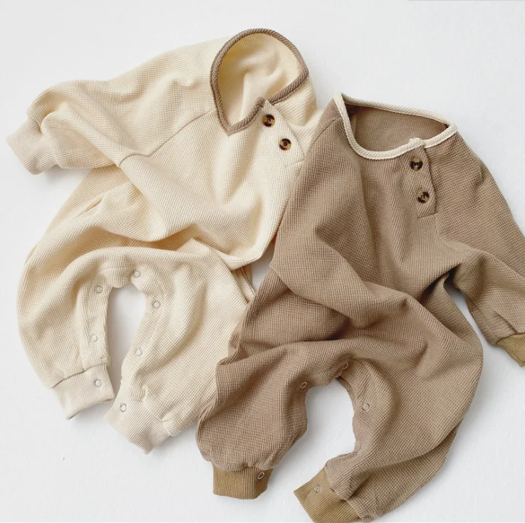 Baby clothing Waffle Pajamas One-piece Romper