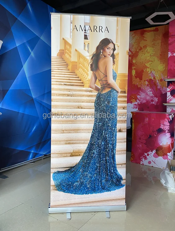 Hebang Direct Sale Customized Advertising Stand Up Banner Retractable Roll Up Banner Stand Display