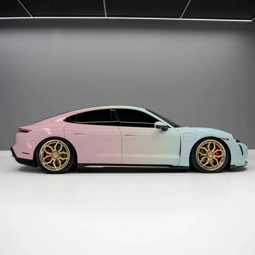 Custom Pink Blue gradient color car vinyl wrap car film 1.52*18M auto body wraps Color Changing Film
