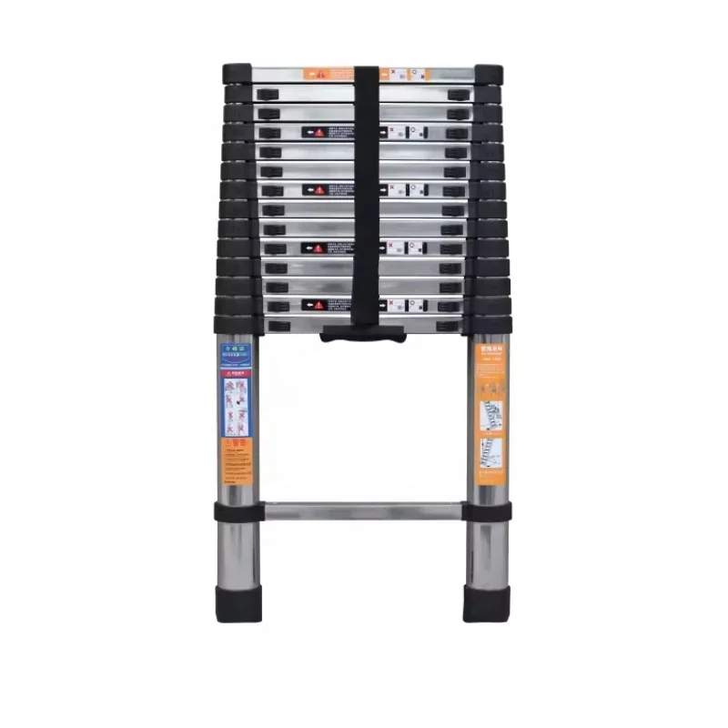 330lb Stainless Steel Telescoping Ladder Attic Loft Heavy Duty Telescopic Extension Ladder Portable Collapsible Ladder
