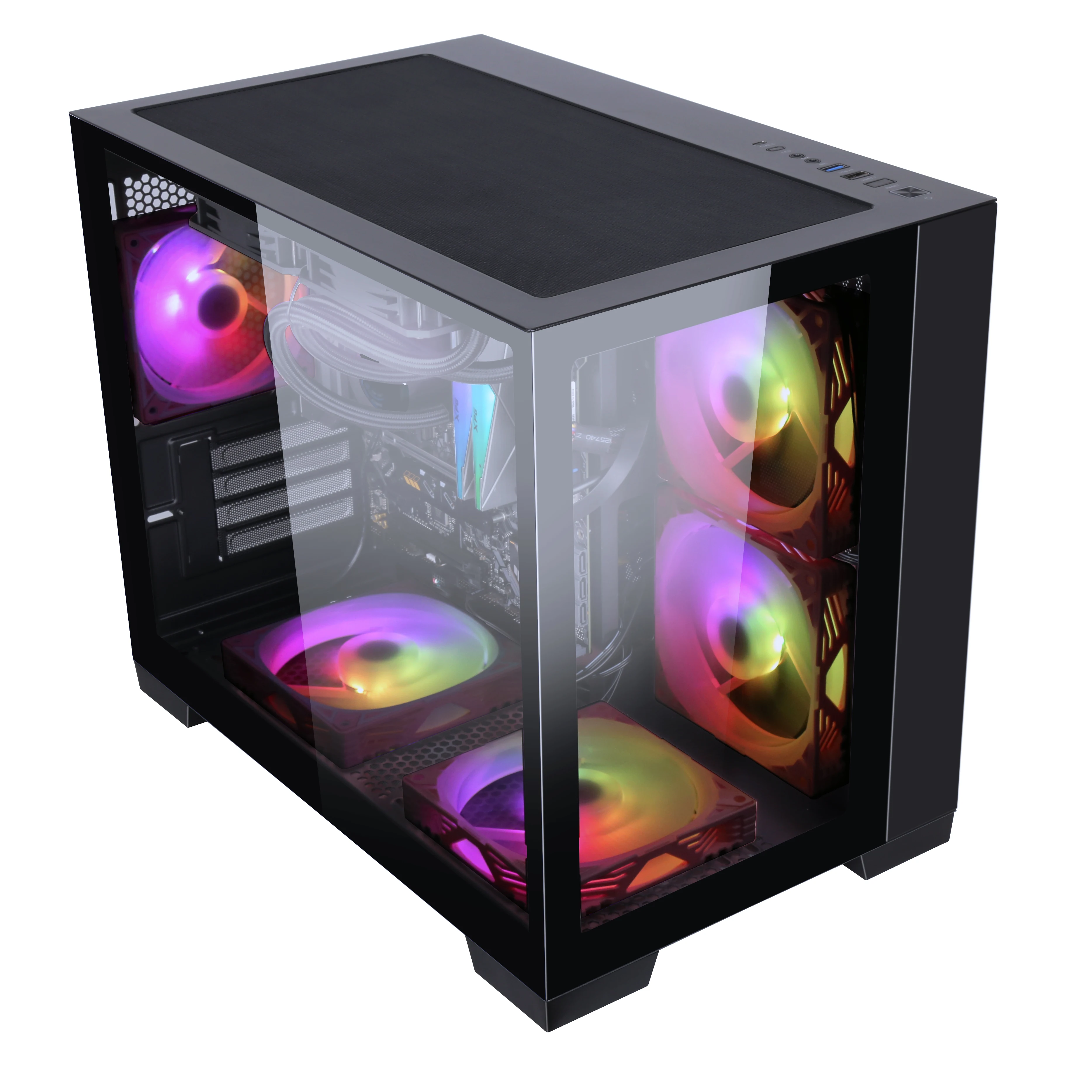 Двухсторонний стеклянный чехол SAMA itx новейшие кубические игровые компьютерные Чехлы для ПК с быстрой передачей