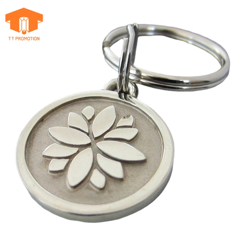 Couple Customization Logo Stainless Steel Round Key Ring Retro Copper Metal Keychains Key Chain In Bulk  Customized Keychain