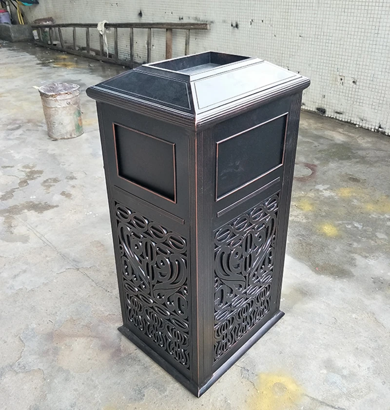 OEM metal trash can outdoor waste bin trash bin custom durable garbage can with big capacity for outdoor