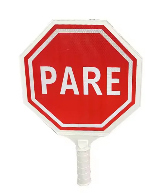PALETA VIAL PARE Y SIGA 12inch Handheld Stop and Go Traffic Sign Plastic Reflective Road Sign  Light Weight