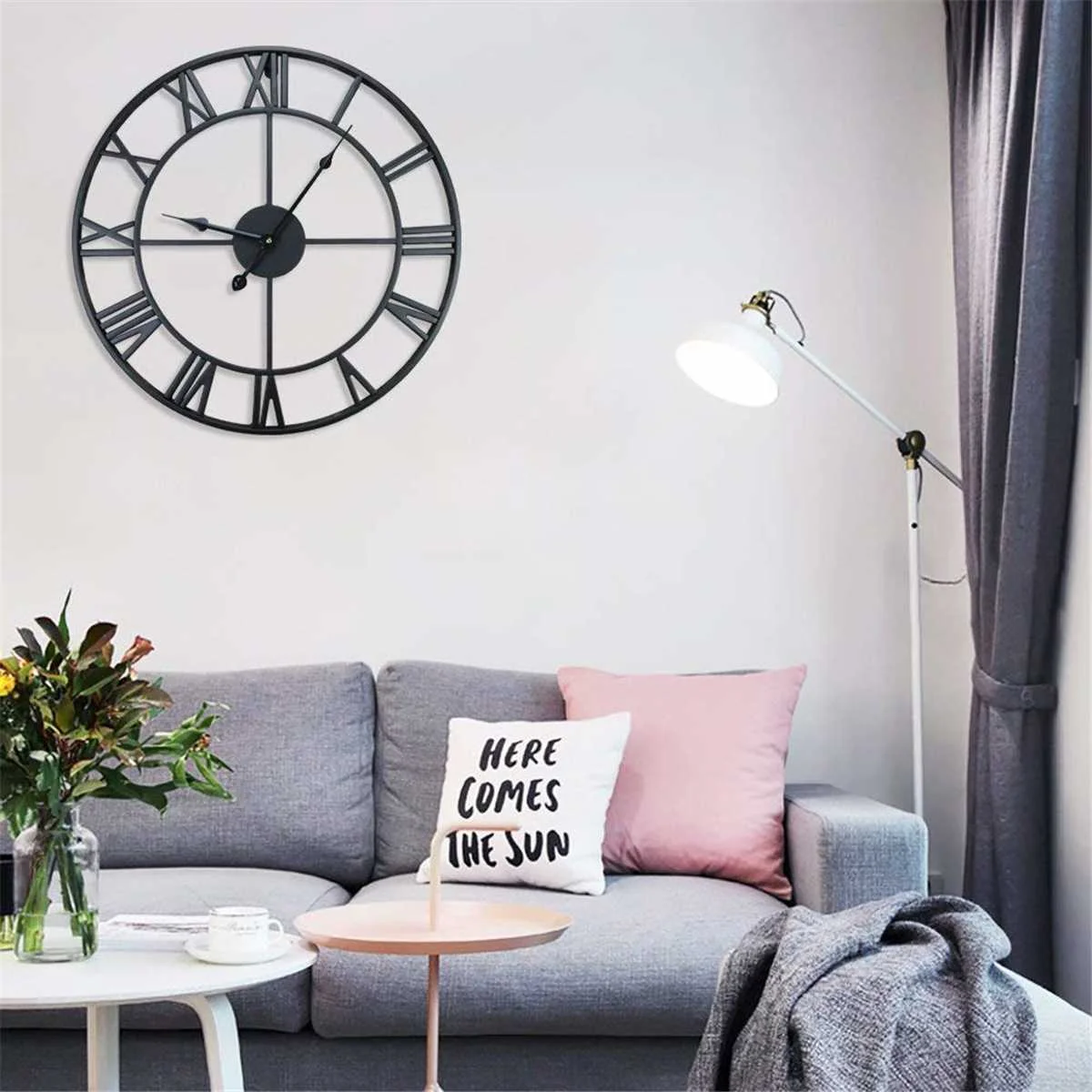 Customized Large Roman Numeral Metal Clock StyleIndoor Modern Oversized Wall Decoration Art Decor Metal Wall Clock for Home