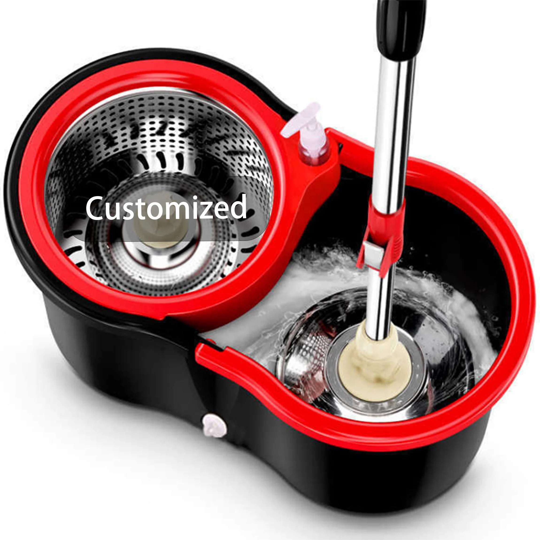 Hot selling black steel basket mop barrel set God mop double-drive hand pressure rotating mop barrel