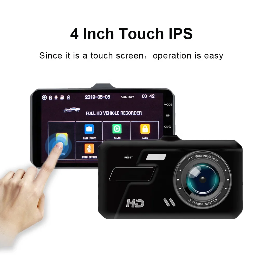  Новая модель full HD 1080P двойная Автомобильная камера 4 0 дюйма IPS сенсорный экран ночное видение Передняя и задняя черная
