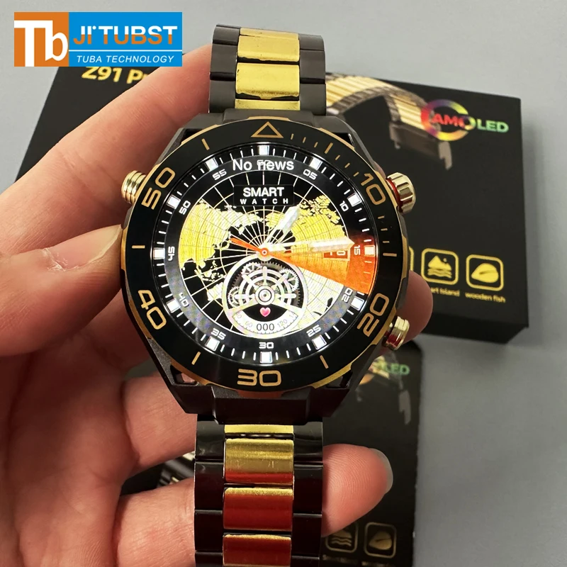 Smartwatch z91 pro max 1.52 inch round AMOLED screen waterproof round fashion gold luxury reloj smart watch for men women