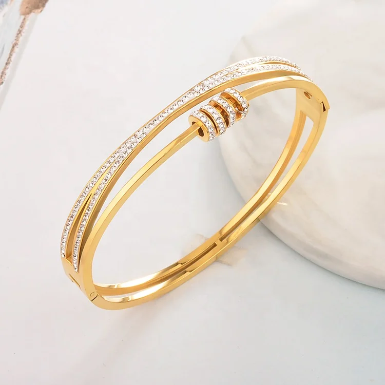 Stainless Steel 316 Italian Jewellery Gold Bangles Accessories Fashion Woman Natural Stone Jewelry