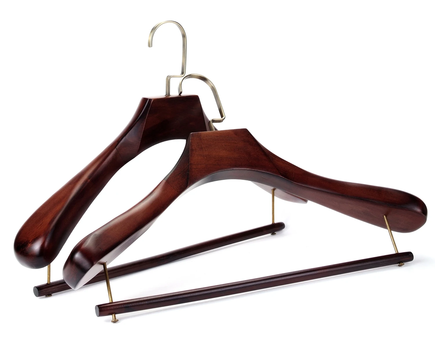 new design custom metal coat clothing type hanger with wooden bar