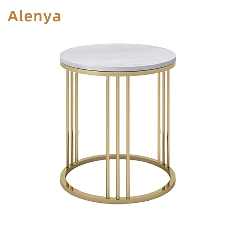 
Круглый маленький чайный столик, журнальный столик из нержавеющей стали, мраморный угловой диван, боковой столик, Цветочная подставка, гостиная, спальня, офисная мебель 