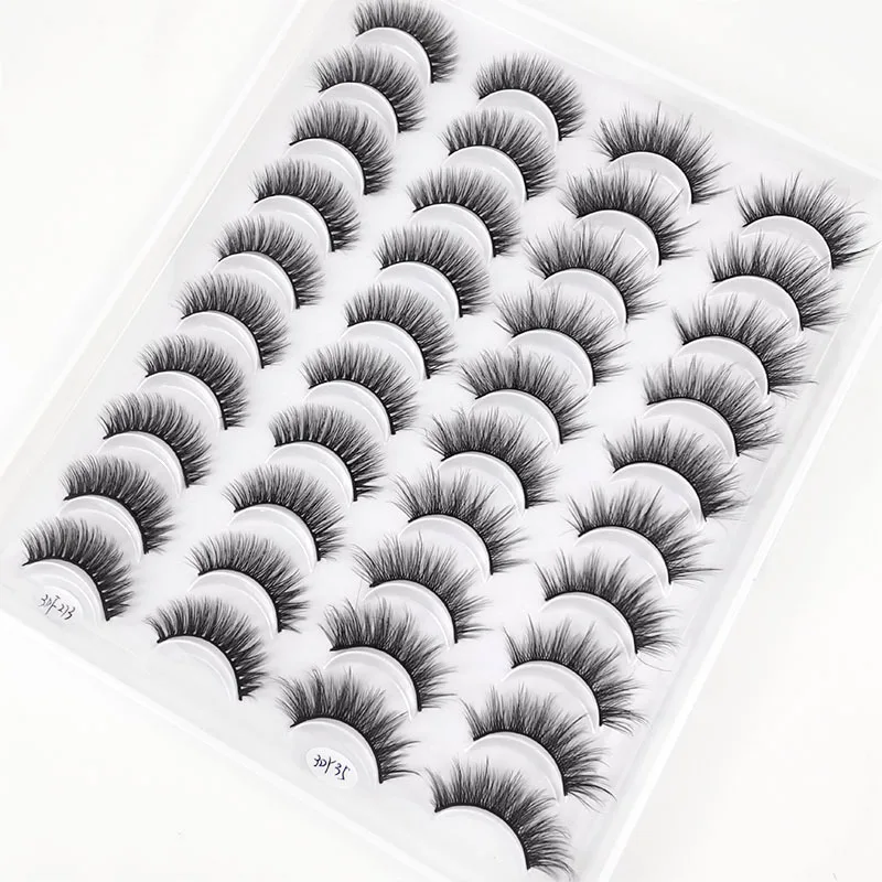 20 Pairs 3d Soft Mink False Eyelashes Handmade Wispy Fluffy Long Lashes Natural Faux Mink Lash Trays Qingdao Eyelash