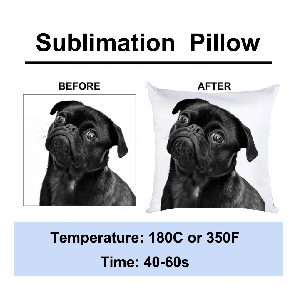Printable 2 Sided Blank Hot Press Printing 10 pcs White Pillow Cushion Sublimation Pillow Cover with Zipper