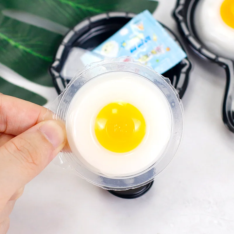 Hot Sale 18G Halal Individually Wrapped Soft Gummy Fried Egg Jelly Candy With Pop Candy