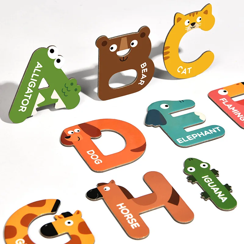 kids early education animal magnet alphabet letters, fridge fruits magnets for kids early education